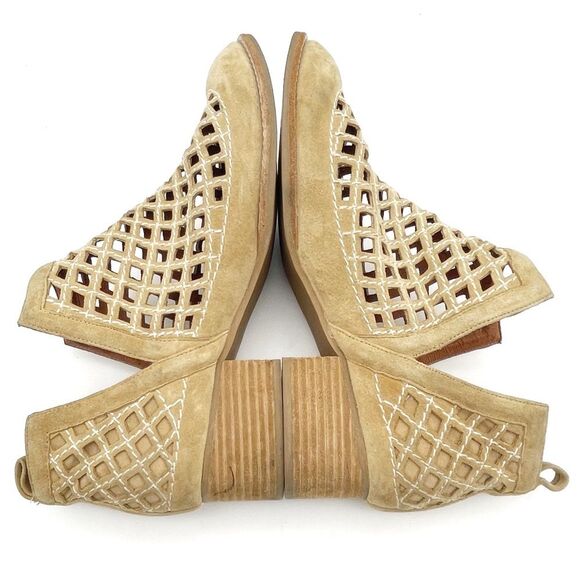 Jeffrey Campbell Taggart Booties Open Cut Out Boot Sand Leather Women’s Size 8.5 - Picture 12 of 15
